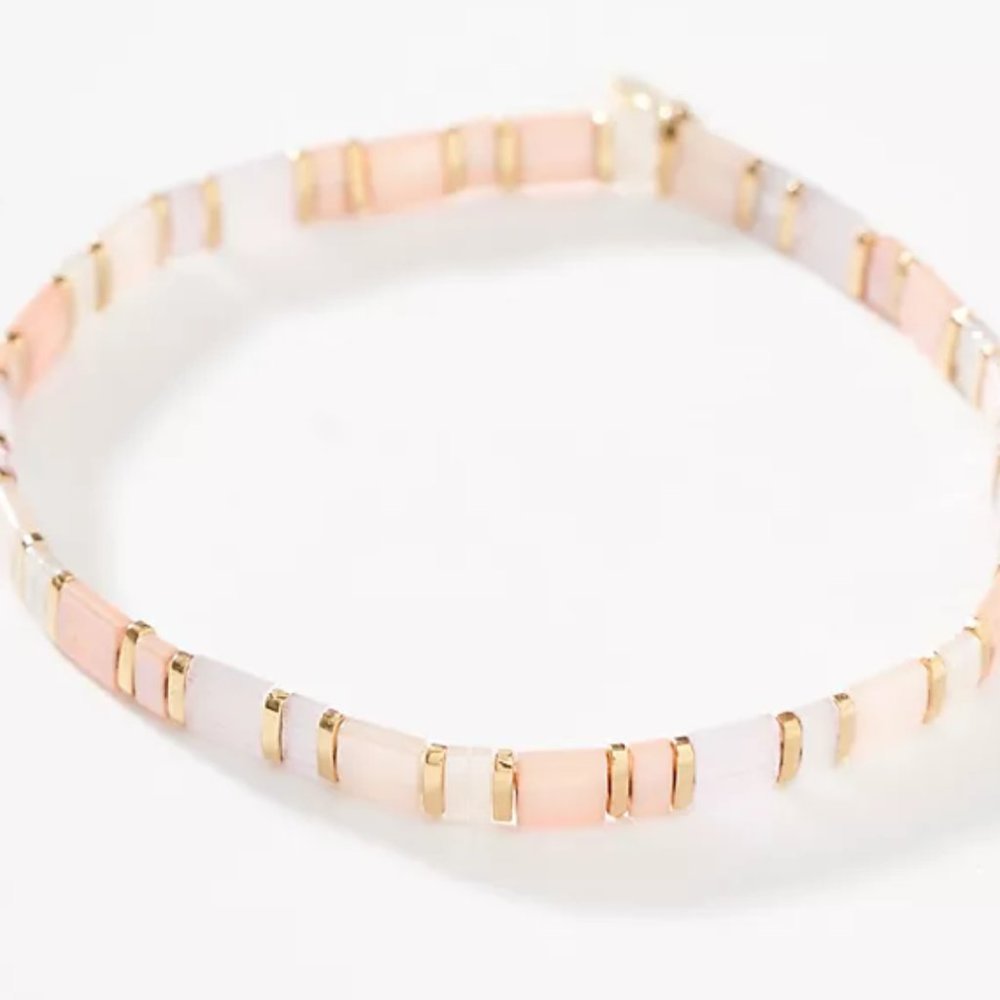 NWT Free People Stretch Bracelet - Pink and Gold